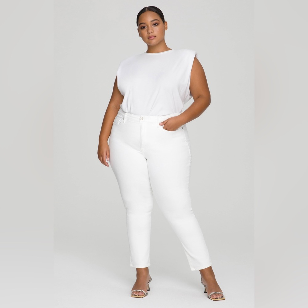 Good American Good Classic White Cropped Jeans